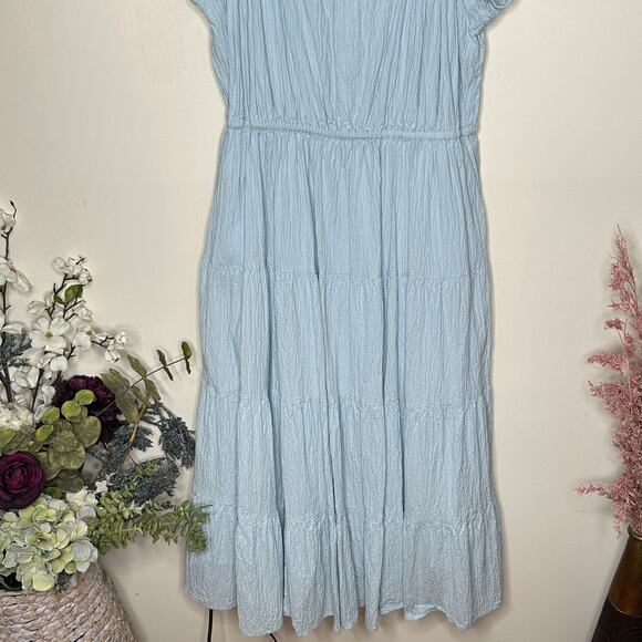 & OTHER STORIES Cotton Square Neck Smock Midaxi Dress Sky Blue {3P31} - Picture 8 of 11